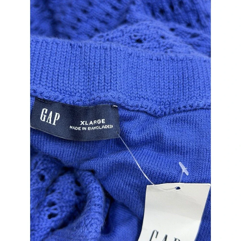Gap Ankle Pants Blue Cotton Crochet Vacay Beach Boho Minimalist Size XL NWT